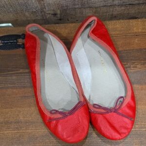 GAP Vibrant Red Leather Loafers with Bow